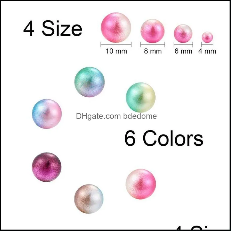 other colorful acrylic round beads imitation faux pearls string no hole 4-10mm mixed color for craft diy jewelry makingother