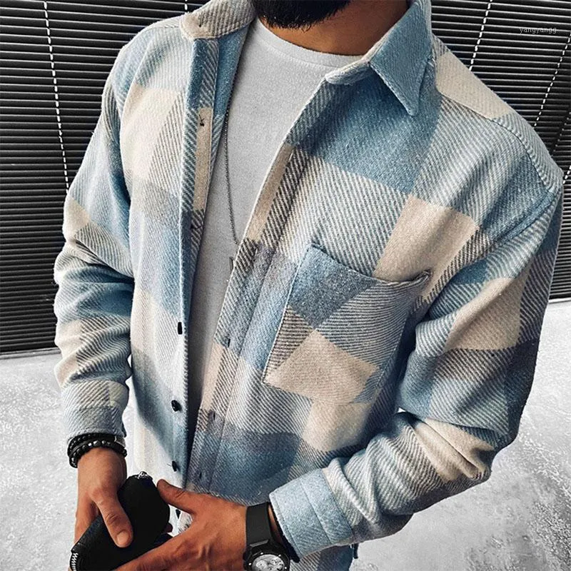 Men's Casual Shirts Fashion Spring Plaid Flannel Man Long Sleeve Fit Styles Men Jacket Cardigan Shirt