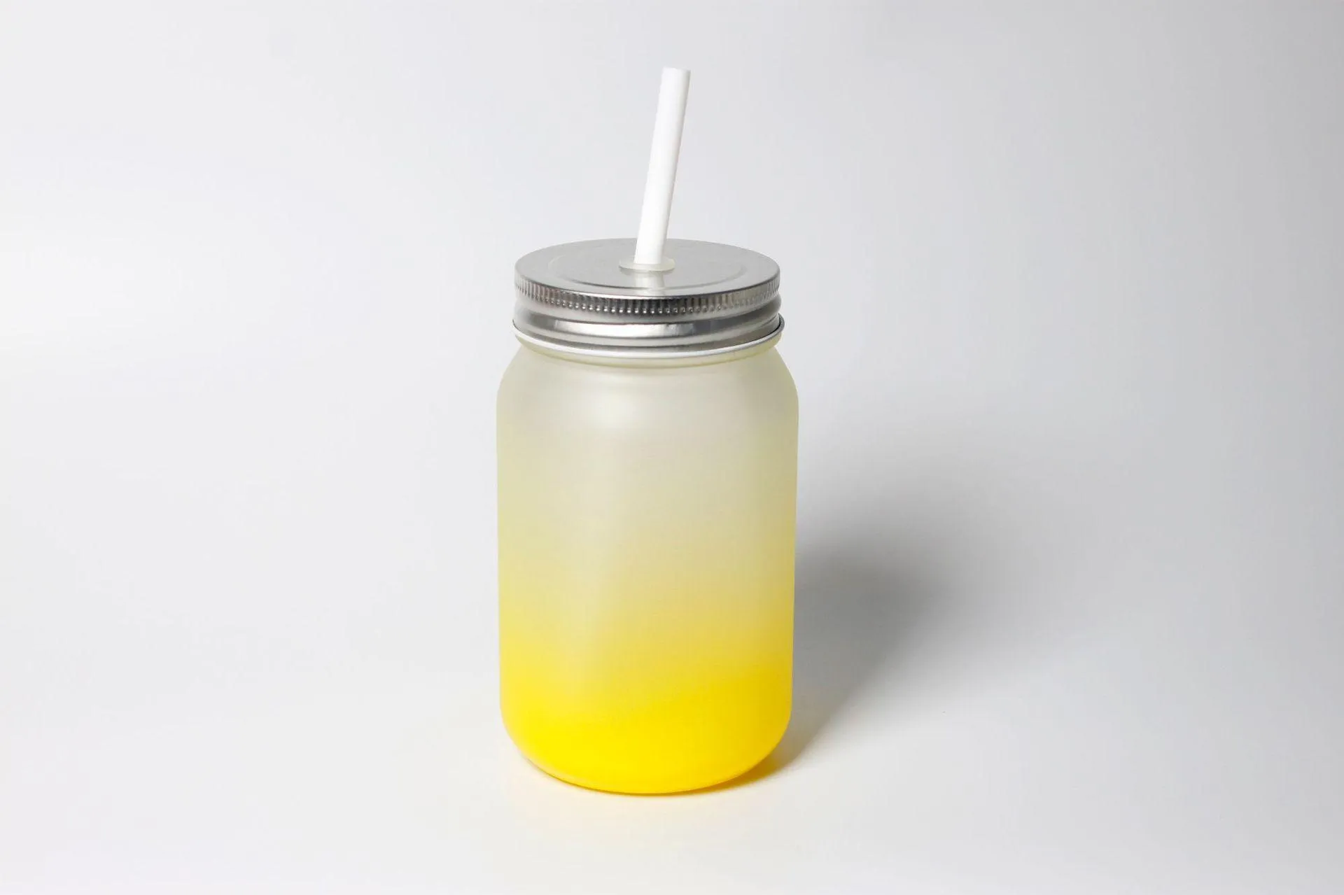 12oz Sublimation Blank Frosted Glass Mugs Gradient Color Mason Jar With Lid Plastic Straw Cup Free DHL HH22-42