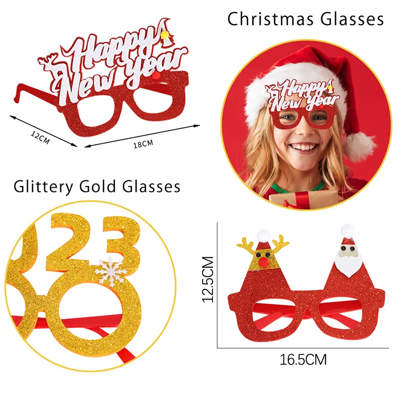 Children s Christmas Glasses 2023 Snowman Santa Claus Party Decoration Glasses Photo Prop