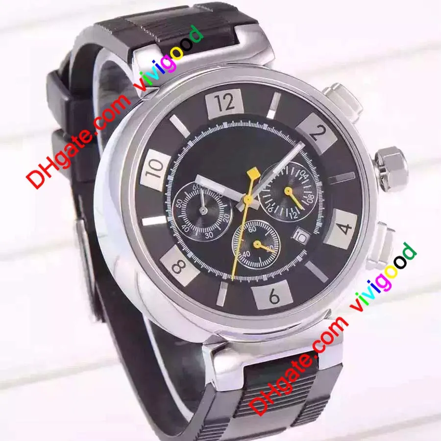 Moda Uomo Orologio da Polso Sport Stile Classico Analogico Quarzo Orologio Acciaio Inossidabile Lunetta e Morbida Gomma Band Occasionale Orologi Data Cronometro Grande Faccia con Sub Dial (Blu