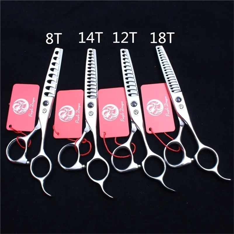 6 '' 440C Roxo Dragão Cabelo Humano Cabelo Humano Scissor Cabeleireiro Tesoura 8/12/14/18 Taxa de dentes 35% -50% Z2004 220317