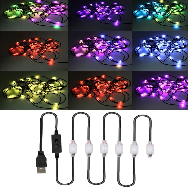 Cordes 12,5 m de lampe LED String application Contrôle de la luminosité réglable RGB voix extérieure imperméable atmosphère lamelletée