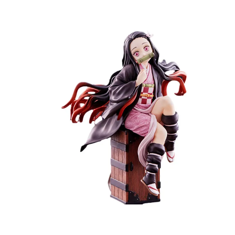 Zhongkaihua Kamado Nezuko Figurine d'anime mini Q Figurine en PVC Statue Motif Ornements pour Fan d'Animes à collectionner
