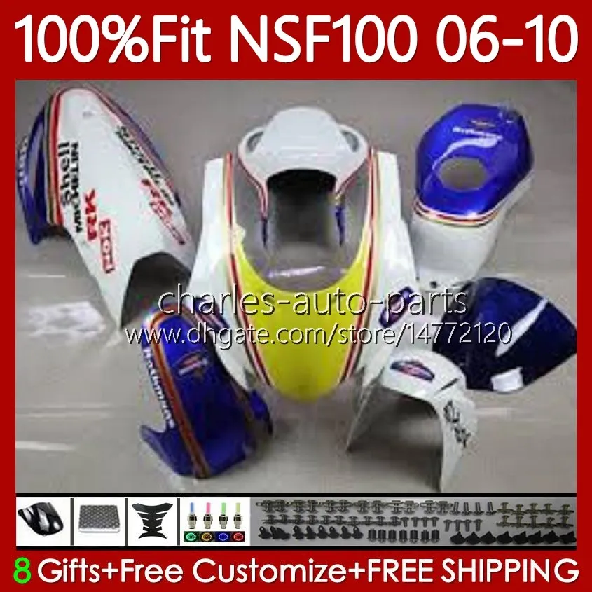 Honda 유리 섬유 NSF100 NSF-100 NSF 100 Rothmans Blue 2006 2009 NS-F100 06 07 08 09 10 사출 금형 유리 섬유 몸체