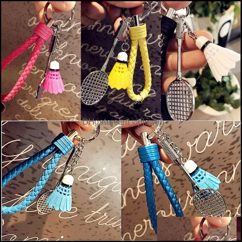 fashion mini 3d badminton key ring colorful decoration gym keychain keyfob for car keyring bag sports gifts 4 styles b771l a