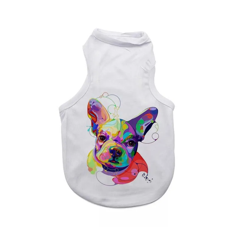 Sublimation Dog Apparel Blank Pet Vest Clothes Polyester Heat Transfer Fiber White Pets T-Shirt DIY Clothes