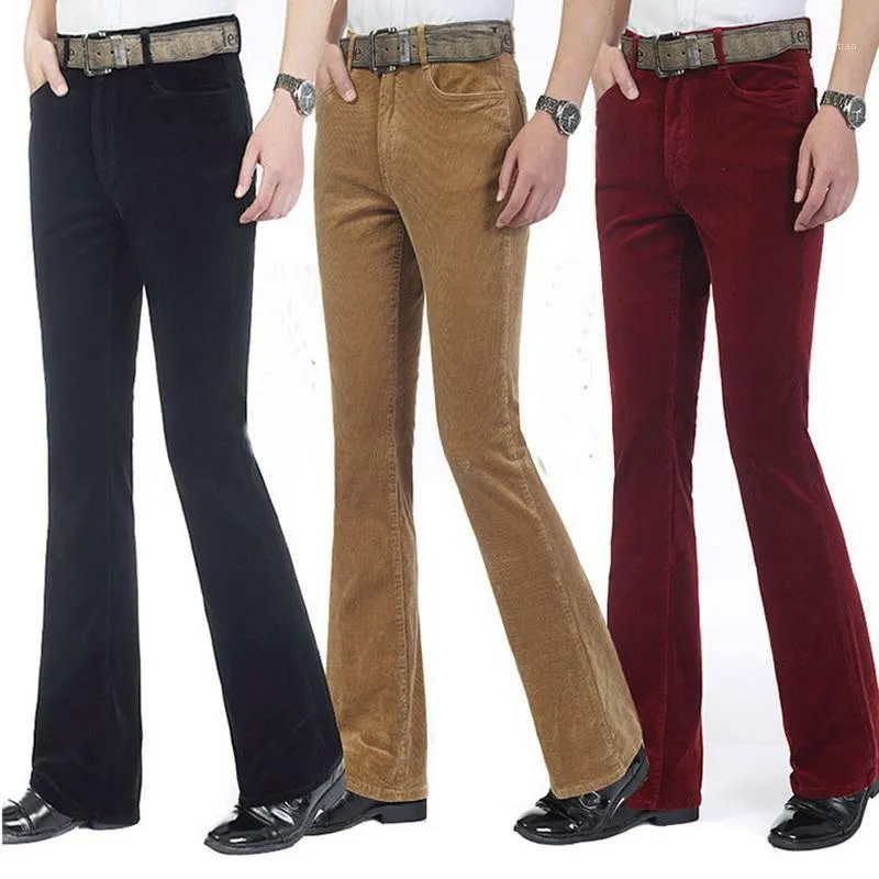 Men's Pants Men's Flared Vintage Skinny Men Casual Corduroy Flares Trousers Male Bell-Bottom Size 26-40Men's Men'sMen's