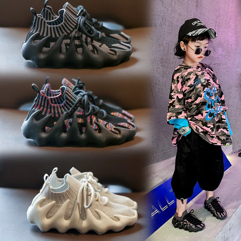 Retail Children Fashion Shoes Boys Girls Sneakers Toddler Little Big Kids Top Quality Trainers Designer Shoes knit sport shoe A Tops