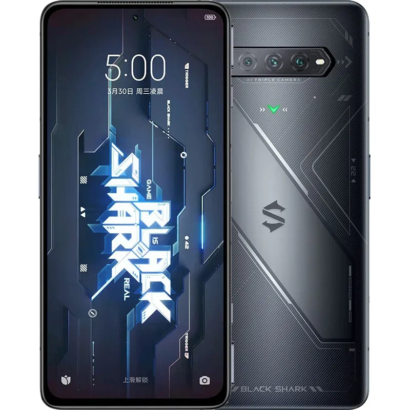 Originele zwarte Shark 5 Rs 5G Mobiele telefoon Gaming 8GB 12 GB RAM 256 GB ROM Snapdragon 888 Plus Android 6.67 "AMOLED Full Scherm 64MP NFC Face ID Fingerprint Smart Cellphone