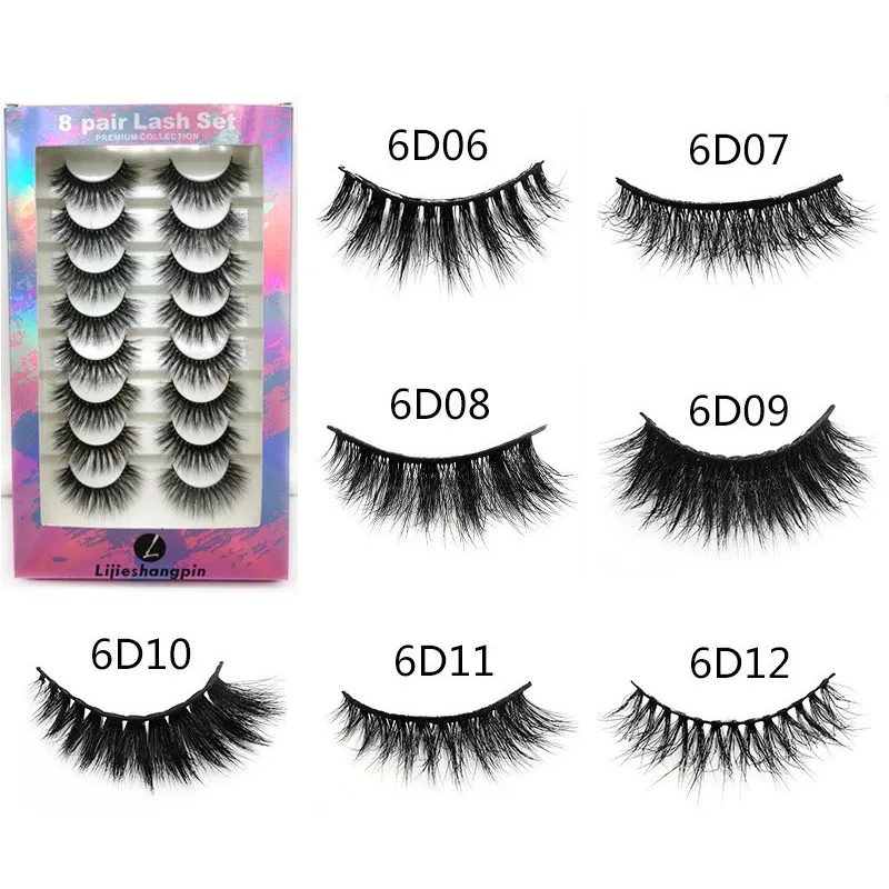 8 par handgjorda full remsa fransar faux mink ögonfransar 6d lash dramatiska falska ögonfransar ögonfransförlängning makeup cilio