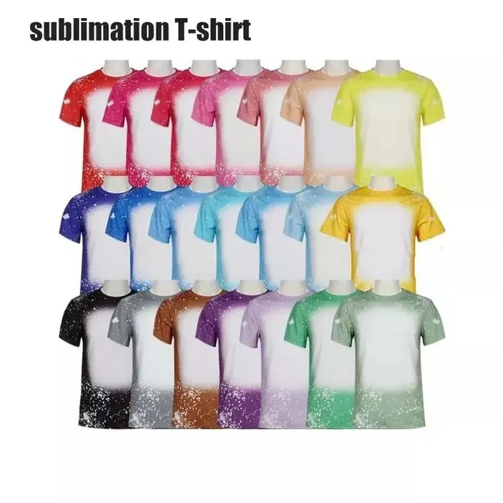 Sublimation Bleached Shirts Party Transfert de chaleur Blank Bleach Shirt Polyester T-shirts US Men Femmes Fournitures FS9535 F060219