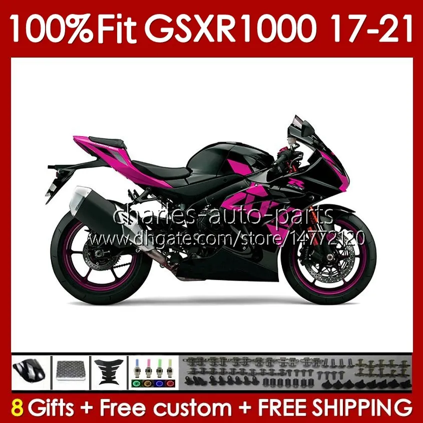 Corps OEM d'injection pour SUZUKI GSXR1000 K17 GSXR 1000 CC 2017 2018 2019 2020 2021 Carrosserie 146No.79 1000CC GSX-R1000 17-21 GSXR-1000 17 18 19 20 21 Carénages rouge stock noir