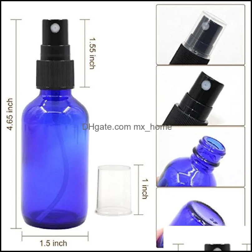 Cobalt Blue Glass Bottle Bottles with Black Fine Mist Pump Sprayer Designed for  Oils Perfumes Cleaning Products Aromatherapy