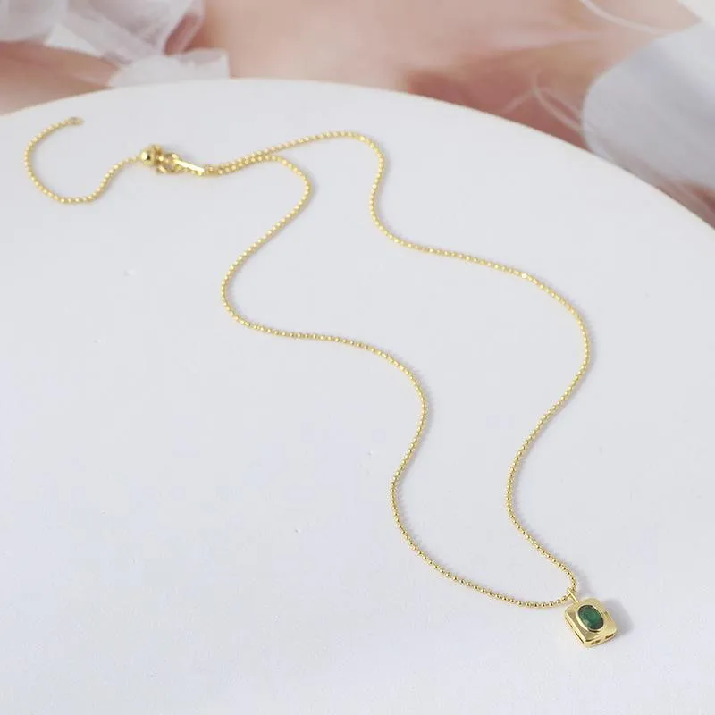 Collane con ciondolo Collana a catena con perline in oro con zirconi verdi Designer stile elegante ChokerPendant