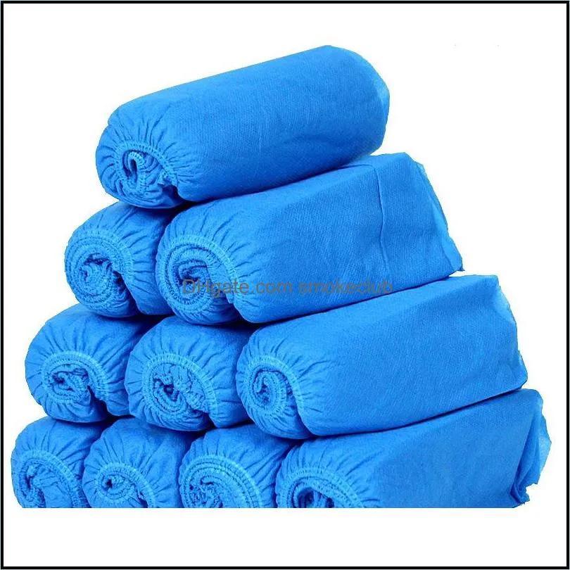 100pcs Pack Disposable Shoes Cover Dustproof Non-woven Elastic Bands Home Foot Cover Non-slip Thicken Disposable Shoes Covers 2081 V2