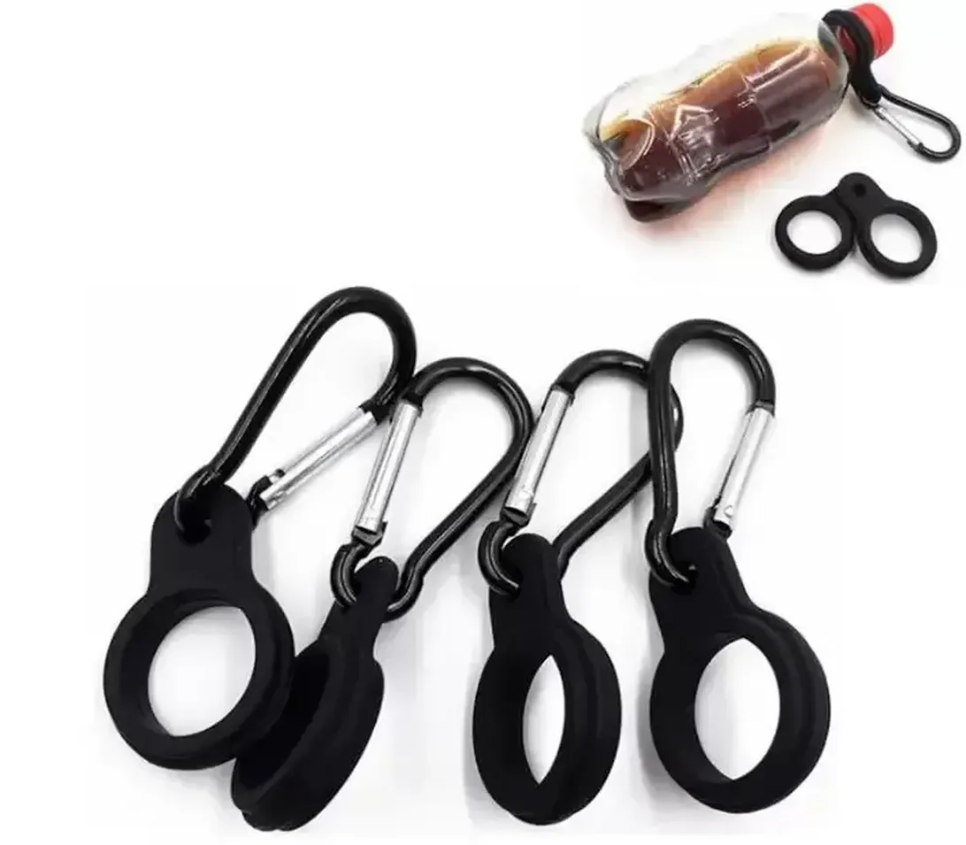 200pcs Water Bottle Holder With Hang Buckle Carabiner Clip Key Ring Fit Cola Bottle Shaped Silicone Carrier F060701