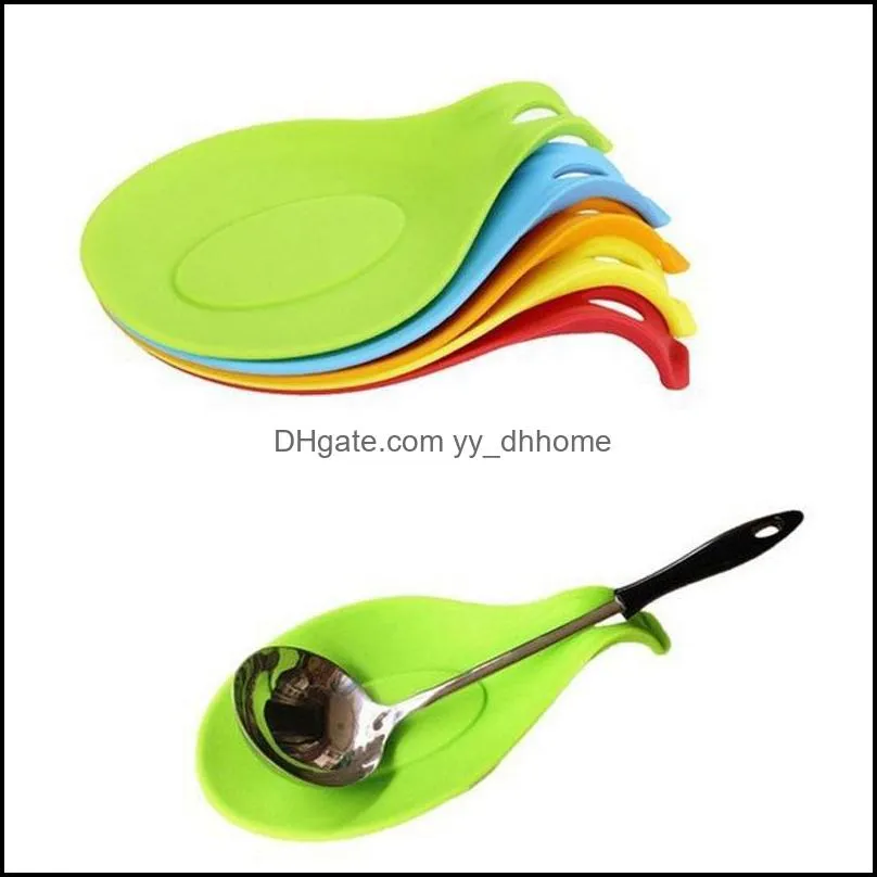 heat resistant silicone spoon mat spatula spoon holder tableware anti-slip pad fork chopstick holder spoon tray kitchen tool vt0356