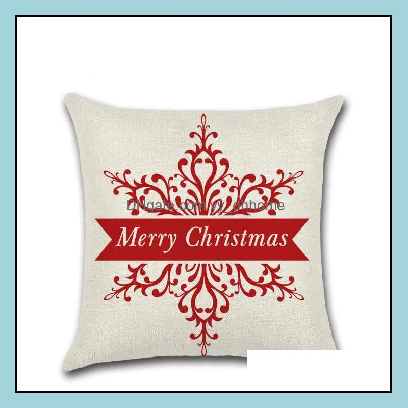 marry christmas pillow case canvas 45*45cm elk printed individual package christmas pillow cover retro plaid pillowcase sn3223