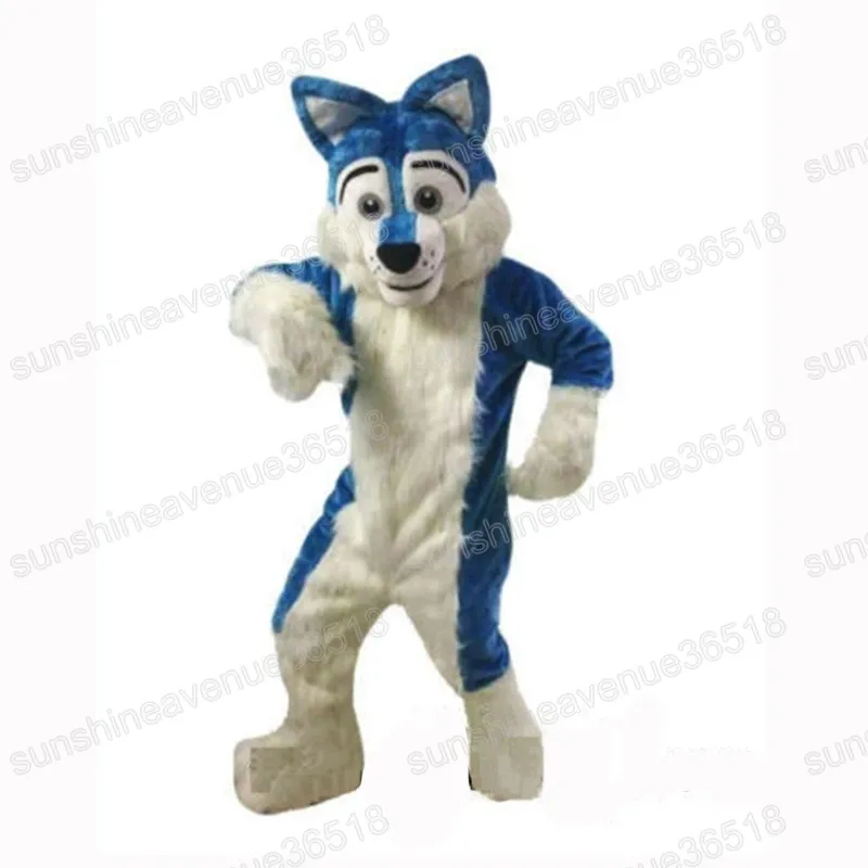 Halloween Langfell Husky Hunde Maskottchen Kostüm Cartoon Charakter Outfits Anzug Karnevalsfestival Kostüm Weihnachten Erwachsene Größe Partykleid