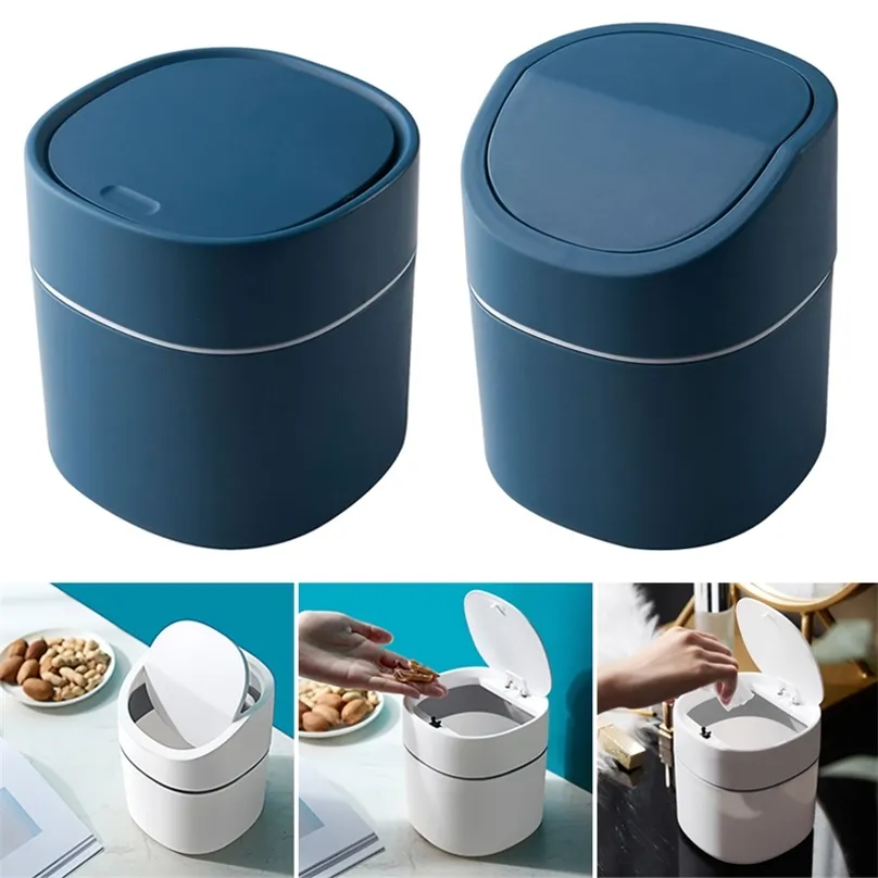 Mini Desktop Multifunctional Trash Can Home Car Storage Bucket Accessories With Lid Garbage Bin Nordic Style Living Room Office 220618