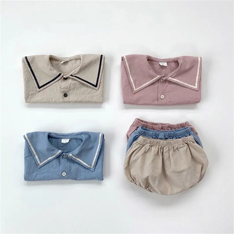 vestiti della neonata nati impostati ragazze di estate carino manica corta Topsshorts Bloomers pantaloni abiti in cotone per bambini Set LJ201223