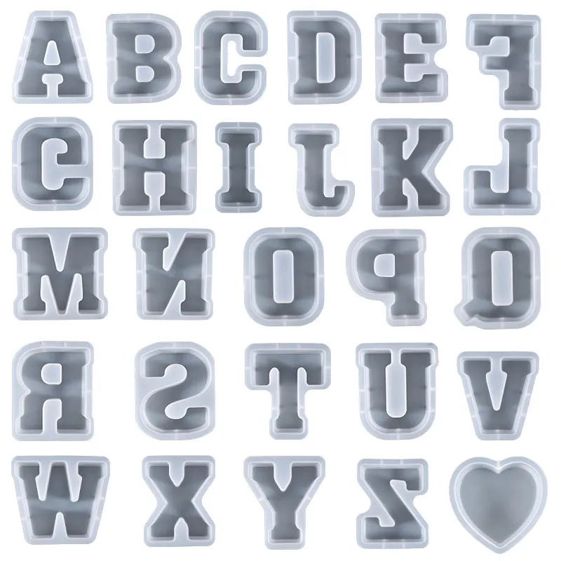 Silicone Alphabet Mold 26 Capital Large Letter Craft Tools 3D Numbers Crystal Epoxy Resin Mould DIY