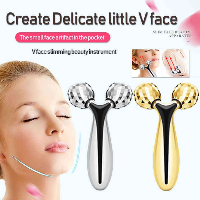 Instrumento de estiramiento facial en 2 colores, rodillo Manual 3D, forma de elevación en forma de V, 2 rondas, masaje corporal moldeador, herramienta de belleza 220513