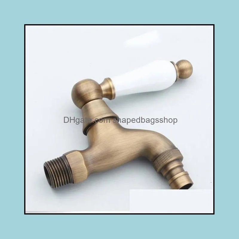 Bibcocks Faucet Antique Brass Wall Mounted Bathroom Mop Washing Machine Tap Decorative Outdoor Garden Small Taps 1512 F