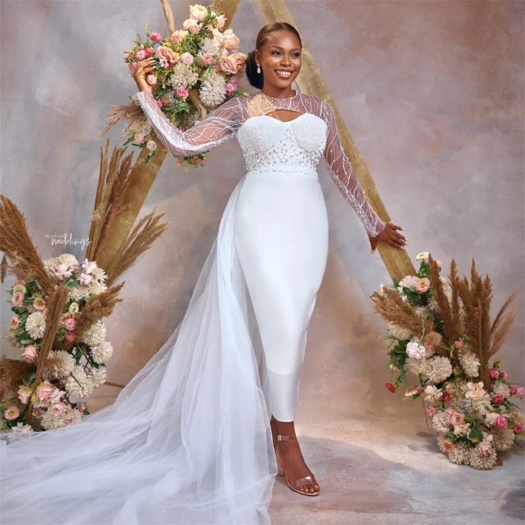 Lace African Wedding Dress: Long Sleeve Gown with Detachable Skirt &  Beading. Shop Now! Best Seller! from Dhgate Mermaid Wedding Dresses - price  172.77