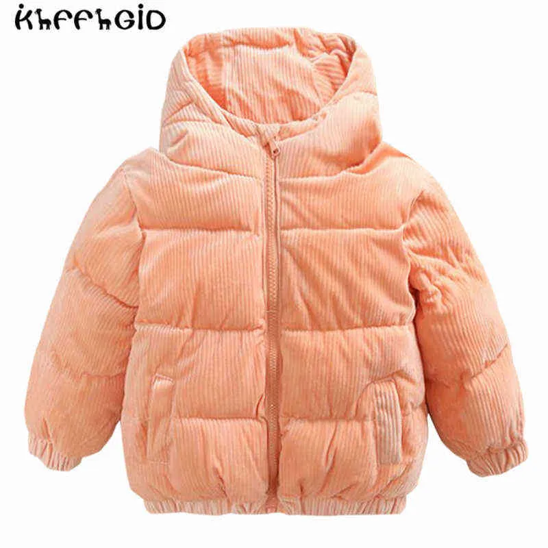 2-8 Year Old New Baby Winter Corduroy Bread Coat Childrens Down Cotton Coat Boys Winter Parka Children solid Cotton Jacket J220718