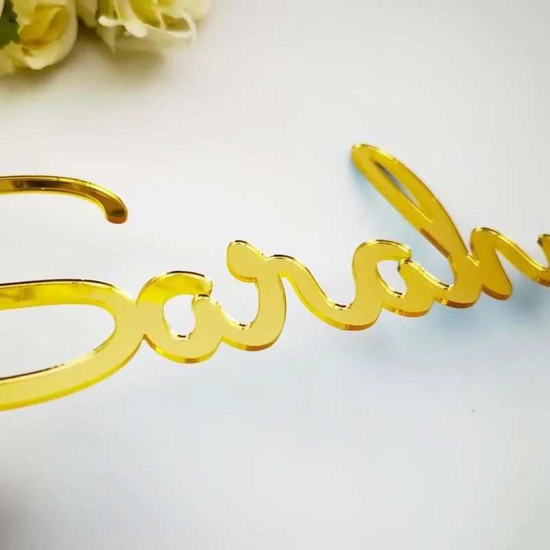 Custom Mirror Gold Acrylic Baby Name Sign Personalized Wedding Mirror Silver Name Sign Birthday Party Decor Baby Shower Backdrop (3)