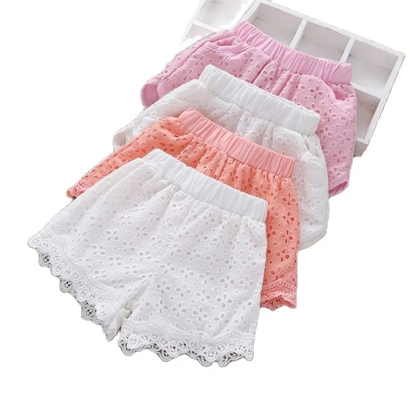 Pantaloncini da bambina vestiti estivi sottili pantaloni laterali in cotone per bambini P4118 220419