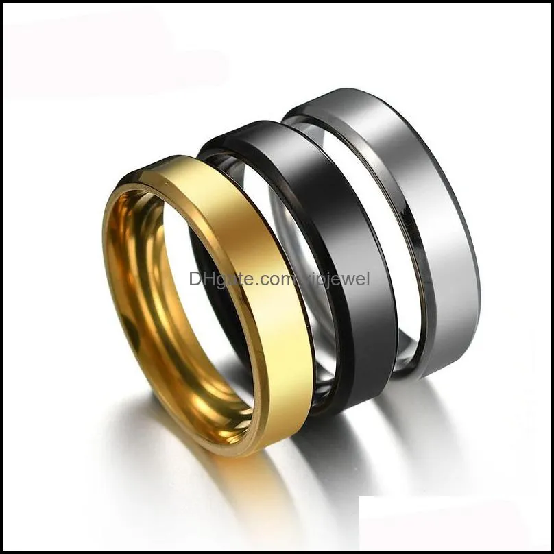 fashion 6mm stainless steel rings wedding band silver rings for men woman can diy engrave engagement rings fit size 5-13