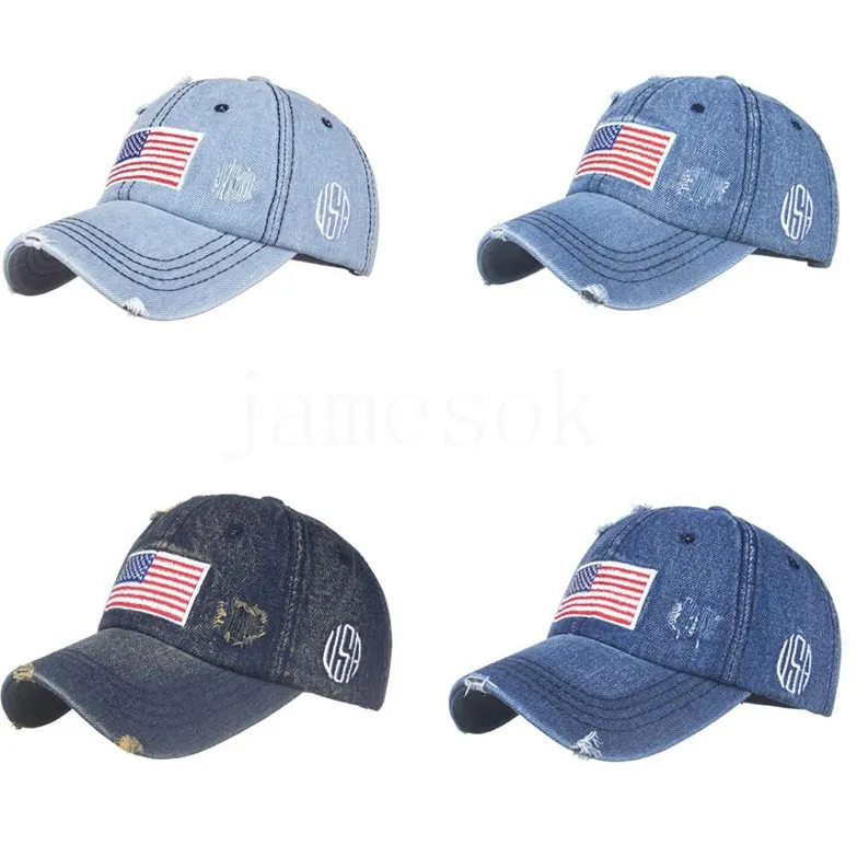 Cappelli da cowboy USA Trump American Baseball Caps lavati con le bandiere statunitensi Sun Shade Party Hat DD220