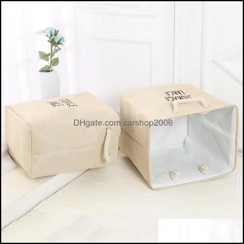 wholesale waterproof laundry storage baskets box folding portable cotton linen foldable storage bag cloth toy snack storage box dbc