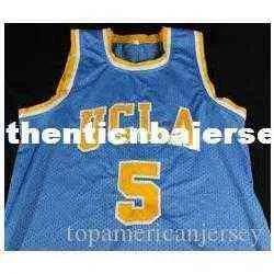 Anpassad Baron Davis #5 UCLA Bruins Blue Stitched College University Basketball Jersey Alla namn och brev