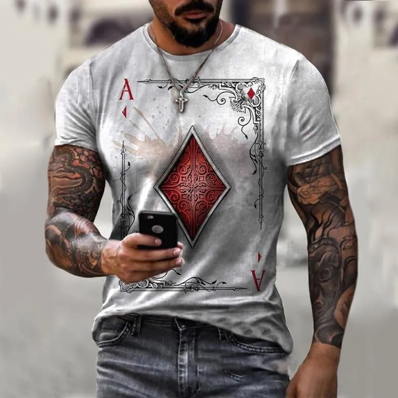 T-shirt da uomo T-shirt casual estiva Cool Poker Stampa 3D Moda Street WearPer uomo Top ad asciugatura rapida OversizeUomo