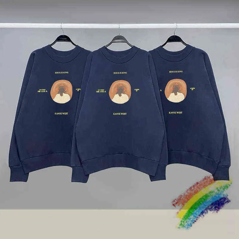 새로운 예수는 왕입니다 스웨터 남성 여성 최고의 품질 예수 그래픽 Crewneck 까마귀 T220721