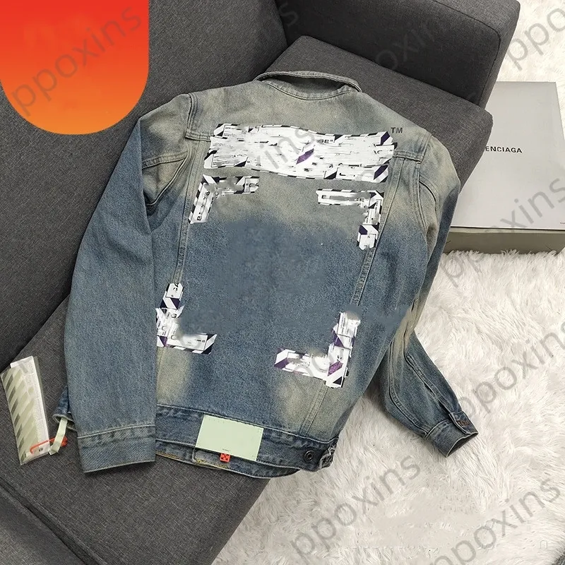 Offs Erkek Ceket Kadınlar İçin Ceket Ceketleri Kış Ceket Doğru Beyaz Havaalanı kordon Basınç Bandı Oklu Denim Tide İşaret