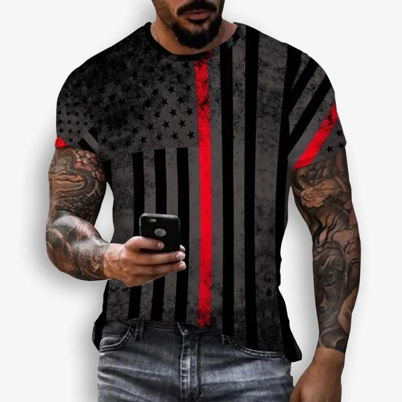 T-shirt da uomo manica corta stampata 3D casual allentato O-collo T-shirt taglie forti 2022 estate bandiera nazionale abbigliamento Harajuku