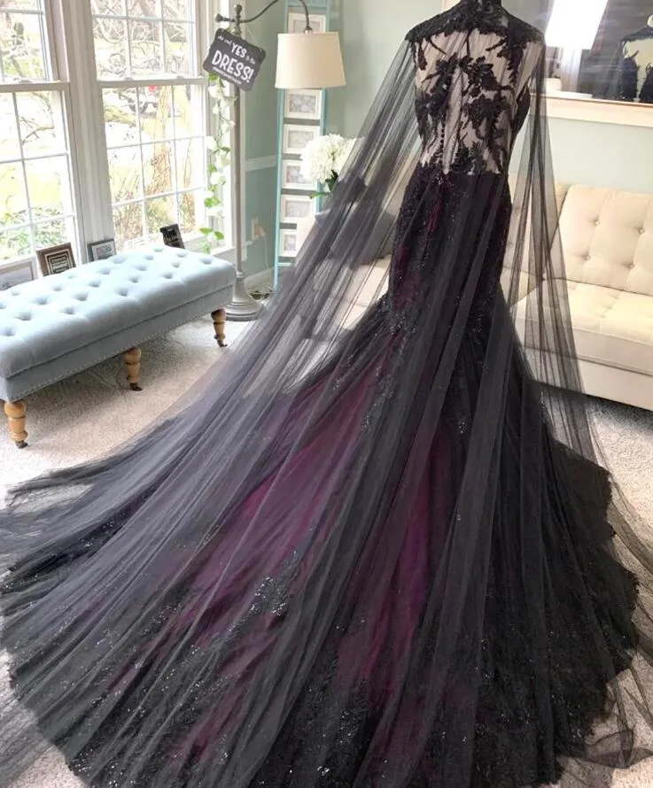 gothic black and purple wedding dress Gothic Purple and Black Strapless Wedding Dress CONSTANCE Size 10 / Custom Color main image 1