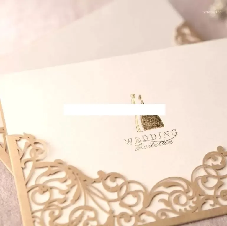 Großhandel - Lasergeschnittene Taschen-Hochzeitseinladung auf Perlmuttpapier