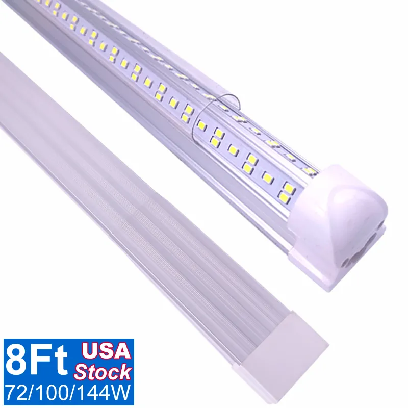 8FT LED LIGHT Light, Sklep Lights Opiekun, 6500K (Super Bright White), Wyczyść pokrywę, wysoką moc, podwójny wiersz V kształt 270 stopni Oświetlenie do garażu Magazyn Crestech168