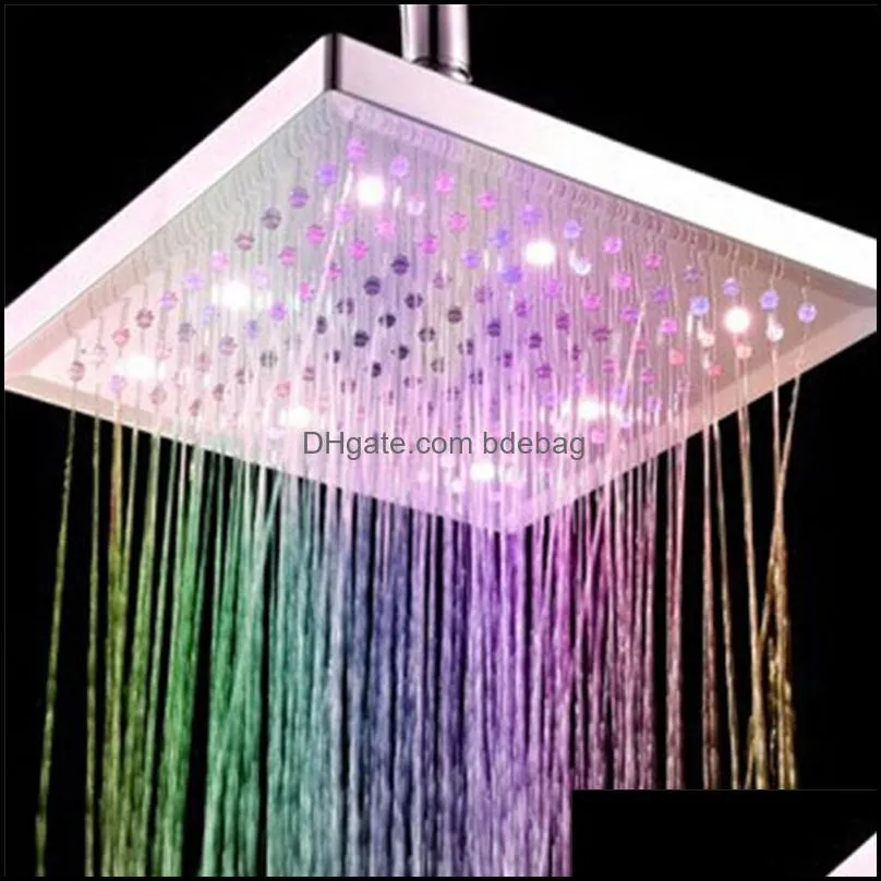 1PC Shower Head Square Head Light Rain Water 26 Home Bathroom LED Auto Changing Shower 7 Colors For Bathroom Dropship Apr12