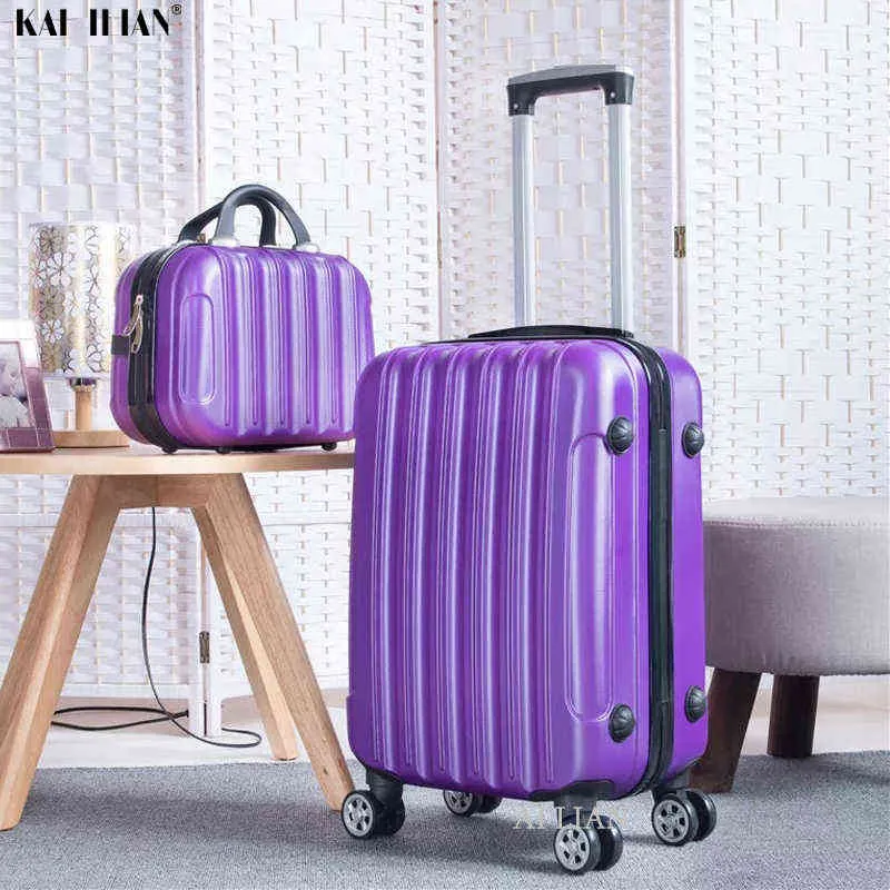 ABS Rolling Luggage Set حقيبة عربة السفر مع عجلات اليد '' Big Bag Cabin Girls Girls J220708 J220708