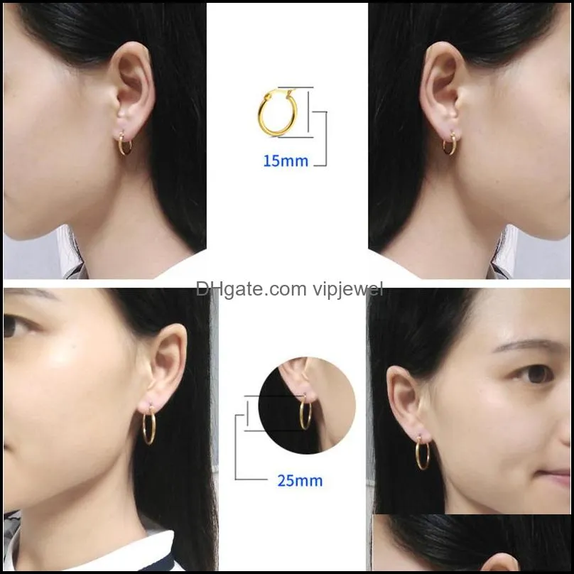 classic multi size hoop earrings gold rose gold stainless steel earrings elegant simple jewelry for women girls gift wholesale-z