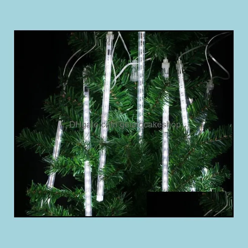 8PCS/Set 30cm LED Snowfall LED Strip Light Christmas lights Meteor Shower Falling Star Rain Drop Icicle Snow Fall Xmas Fairy Light