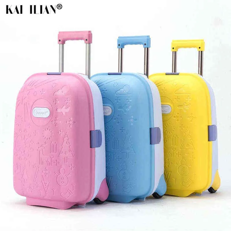 Inch Kid's Suitcase On Wheels Children Trolley Luggage Carry Cabin Cute For Travel Girl Small Bag rolling J220708 J220708