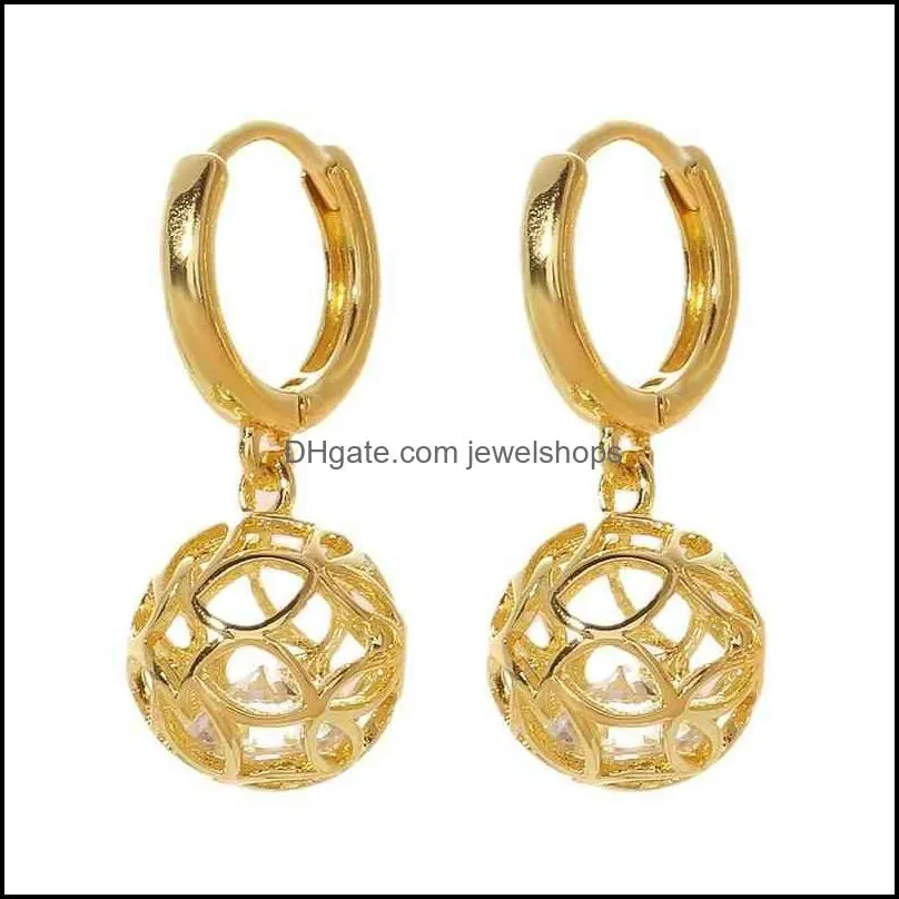new strange simple circular hollow out versatile temperament metal zircon earrings female